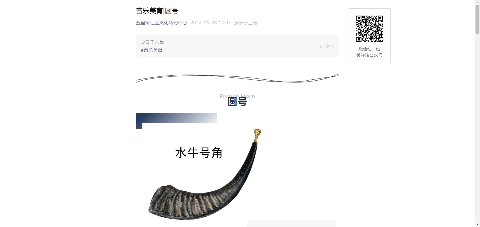 公众号 音乐美育|圆号